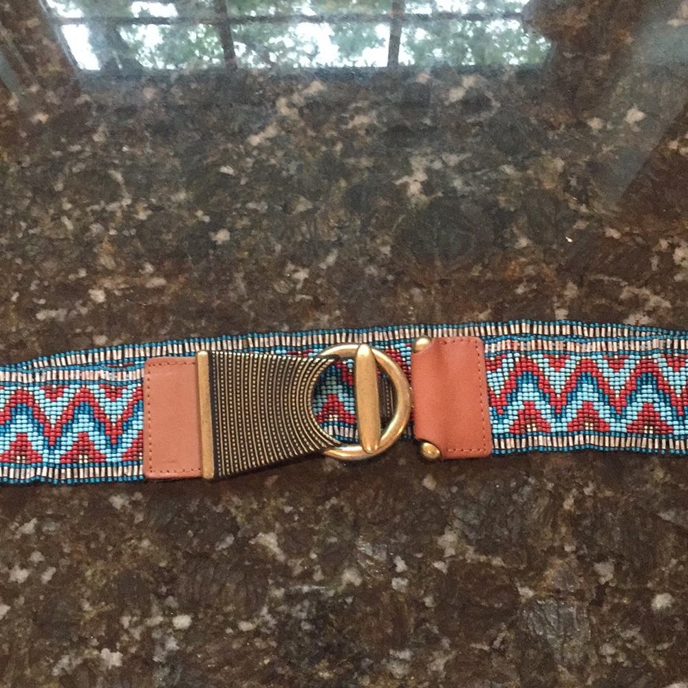 Anthropologie beaded and leather belt